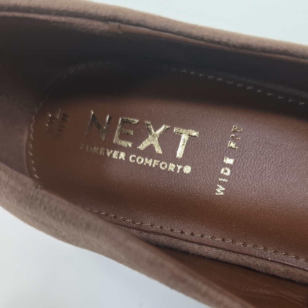 Next Forever Comfort Taupe Standart/wide Point Toe Lown Kitten Heel Shoes, 7 - Picture 5 of 15